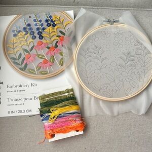 Floral Embroidery Kit with Hoops and Threads